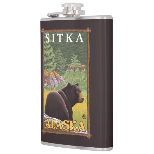 Flasques Ours noir dans la forêt - Sitka, Alaska (Gauche)