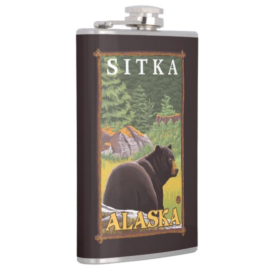 Flasques Ours noir dans la forêt - Sitka, Alaska (Droite)