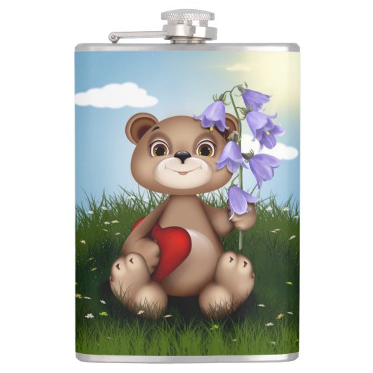 Flasques Ours tenant un bouquet de fleurs-30926 (Devant)