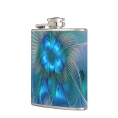 Flasques Ovations debout, fractale abstraite bleu turquoise (Gauche)