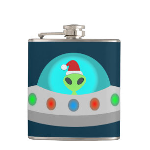 Flasques OVNI de Noël Ho Ho Alien soucoupe volante