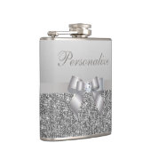 Flasques Paillettes, arc et diamant argentés imprimés (Droite)