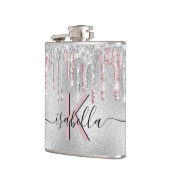 Flasques Paillettes argent monogramme rose écriture scintil (Gauche)