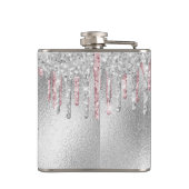 Flasques Paillettes argent monogramme rose écriture scintil (Dos)