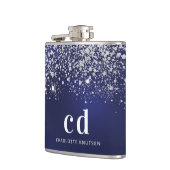 Flasques Paillettes bleu marine monogramme initiales argent (Gauche)