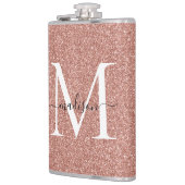 Flasques Paillettes de rose doré féerique Monogramme élégan (Gauche)