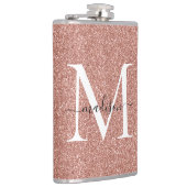 Flasques Paillettes de rose doré féerique Monogramme élégan (Droite)
