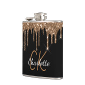 Flasques Paillettes dorées noires monogramme scintillant él (Gauche)