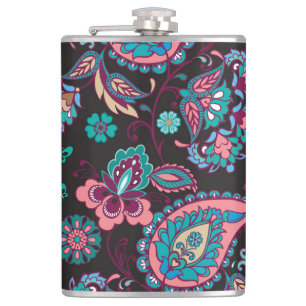 Flasques Paisley Stripe : Noir Décoratif Sans Seamless