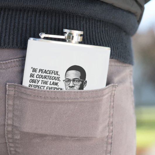 Flasques Paix et force – Citation inspirante de Malcolm X (In Situ)