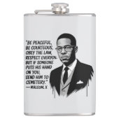 Flasques Paix et force – Citation inspirante de Malcolm X (Devant)