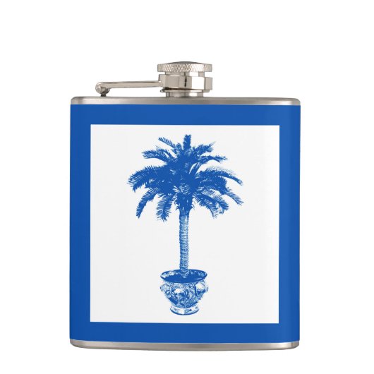 Flasques Palmier pointilleux - bleu cobalt et blanc (Devant)