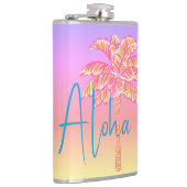 Flasques Palmier rose Tropical Coucher de Soleil Aloha 8oz. (Droite)