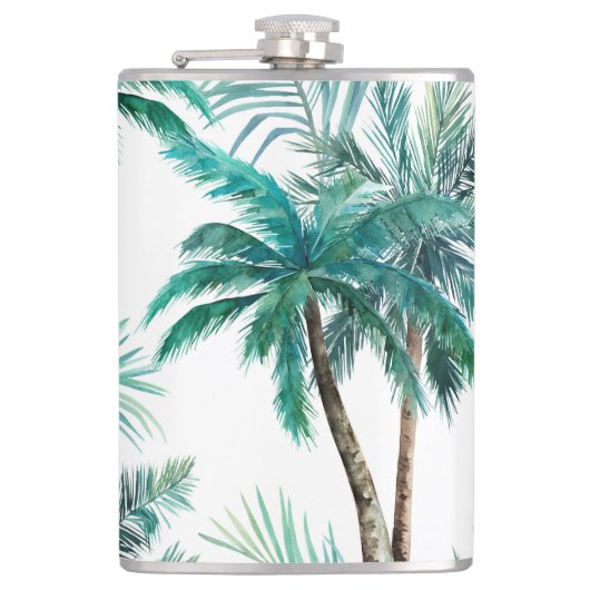 Flasques Palmier tropical : Motif de la jungle aquarelle. (Devant)