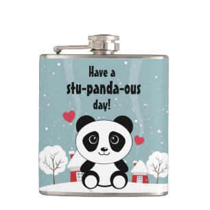 Flasques Panda Bébé Cute En Hiver Gris Neige