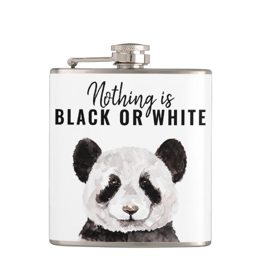 Flasques Panda Funky Moderne Noir Et Blanc Avec Citation (Devant)