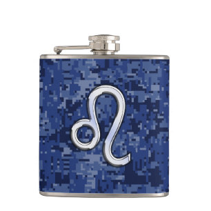 Flasques Panneau Leo Zodiac sur Camouflage numérique bleu