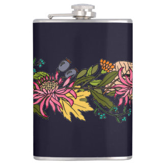 Flasques Panneau rouge rose et jaune de fleurs d'aster