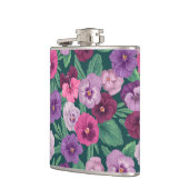 Flasques Pansies colorées sur bleu vert foncé (Gauche)