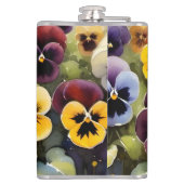 Flasques Pansies jaunes et violets aquarelle (Dos)