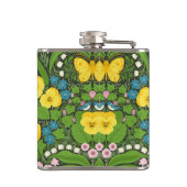 Flasques Pansies jaunes, oiseaux et papillons (Dos)