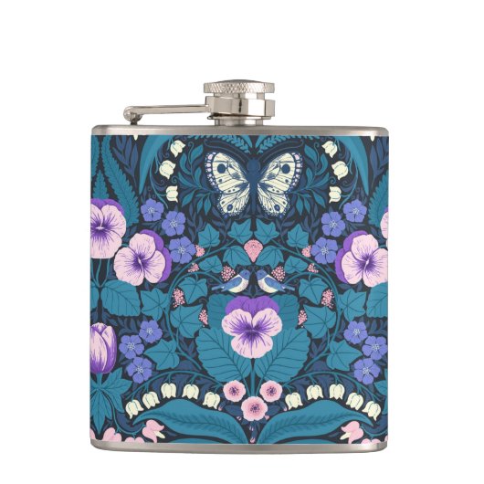 Flasques Pansies, oiseaux et papillons (Devant)