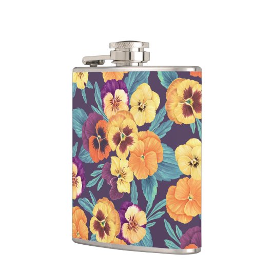 Flasques Pansies sur violet de prune (Gauche)