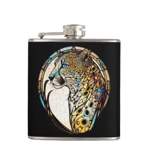 Flasques Panther Animal Portrait Vitrail Art de la faune