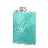 Flasques Papier fantaisie monogramme brillant turquoise (Gauche)