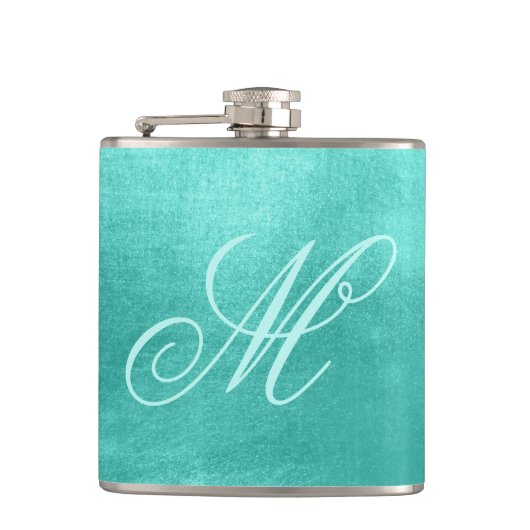 Flasques Papier fantaisie monogramme brillant turquoise (Devant)