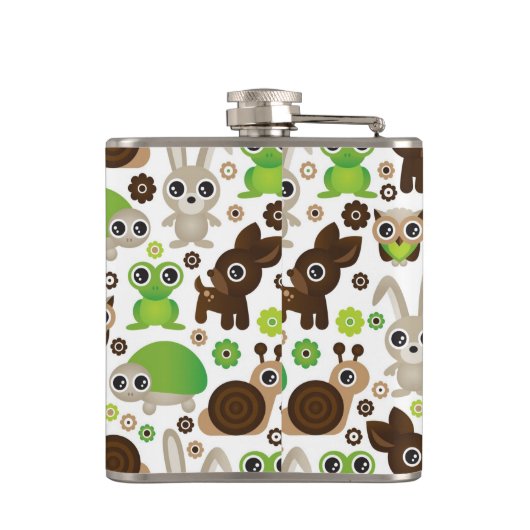 Flasques papier peint d'animal de lapin de tortue de cerfs (Dos)