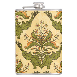 Flasques Papier peint floral classique : damassé stylisé.