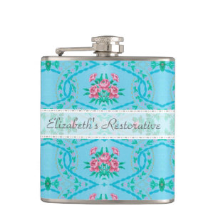 Flasques Papier peint rose et bleu vintage avec le nom