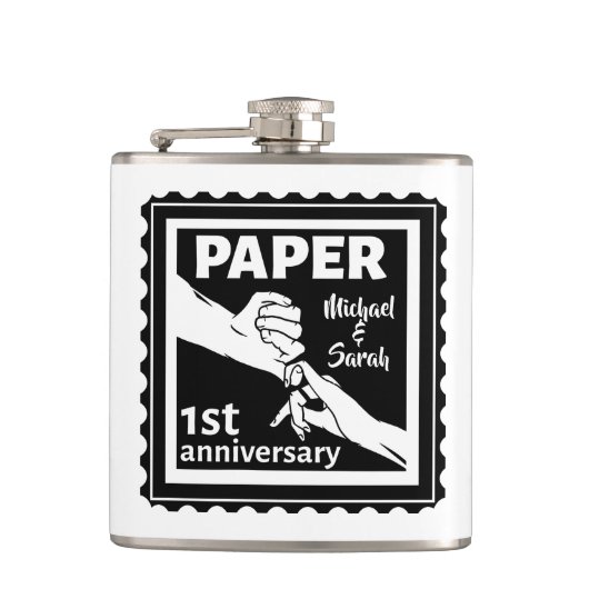 Flasques Papier traditionnel 1er anniversaire mariage (Devant)