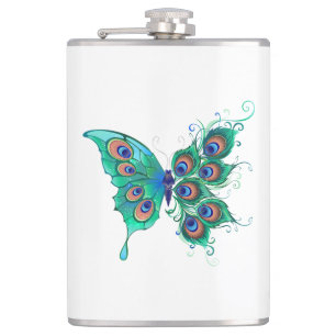 Flasques Papillon aux plumes de paon vert