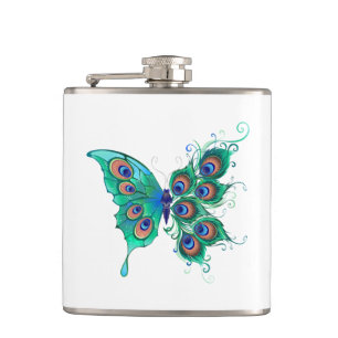 Flasques Papillon aux plumes de paon vert