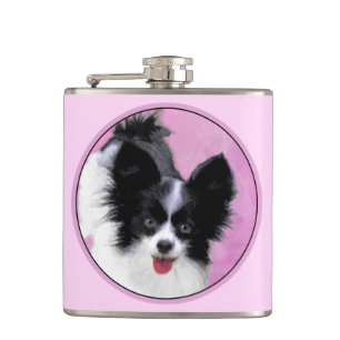 Flasques Papillon (blanc et noir) Peinture - Chien Art