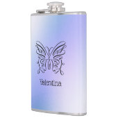 Flasques Papillon bleu violet Holographique Nom du monogram (Gauche)