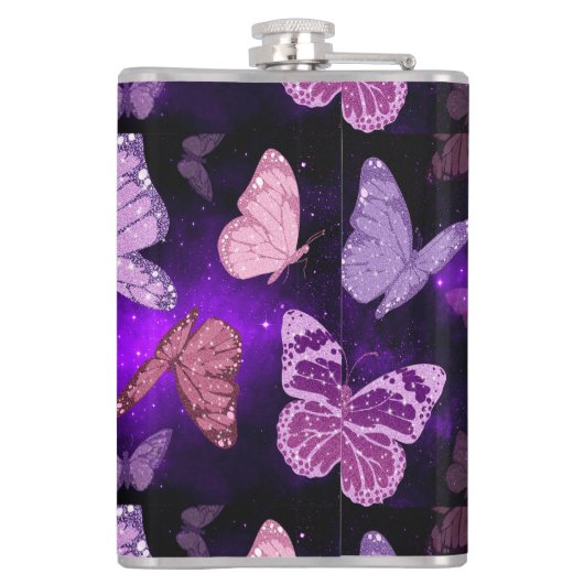 Flasques Papillon cool Noir Et Violet (Dos)
