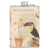 Flasques Papillon de fleurs rose d'oiseaux Vintages (Dos)