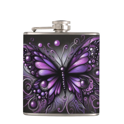 Flasques Papillon gothique blanc violet noir couleur (Devant)