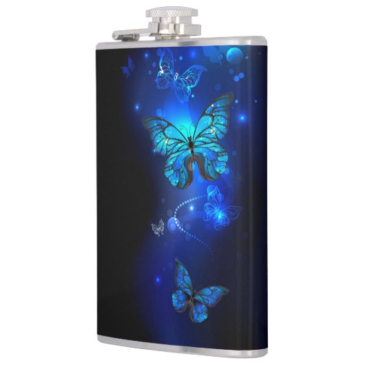 Flasques Papillon Morpho sur fond sombre (Gauche)