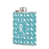 Flasques Papillon sarcelle et monogramme de libellule (Gauche)