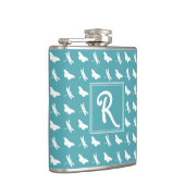 Flasques Papillon sarcelle et monogramme de libellule (Droite)