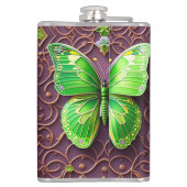 Flasques Papillon vert en optique 3D (Dos)