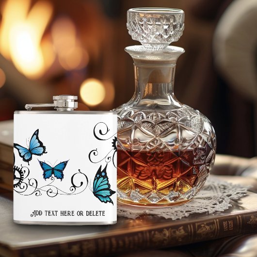 Flasques Papillons bleu Tribal Steampunk