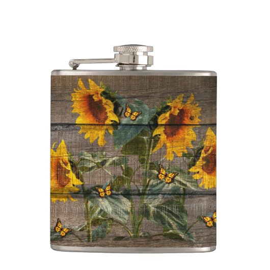 Flasques Papillons de tournesol rustique Barre (Devant)