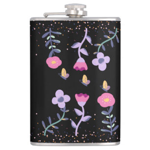Flasques papillons et fleurs