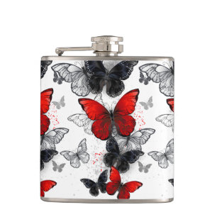 Flasques Papillons noirs et rouges volants
