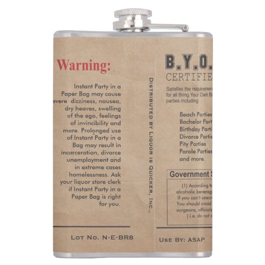 Flasques Partie Dans Un Sac En Papier Personnalisable (Dos)